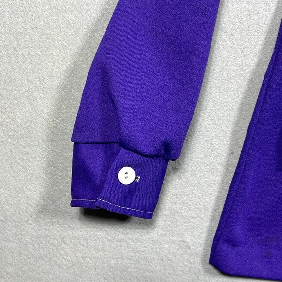 VTG NRC Fashions Blouse Women Purple Dagger Collar Button Up 60s 70s Mod MCM - Picture 6 of 14